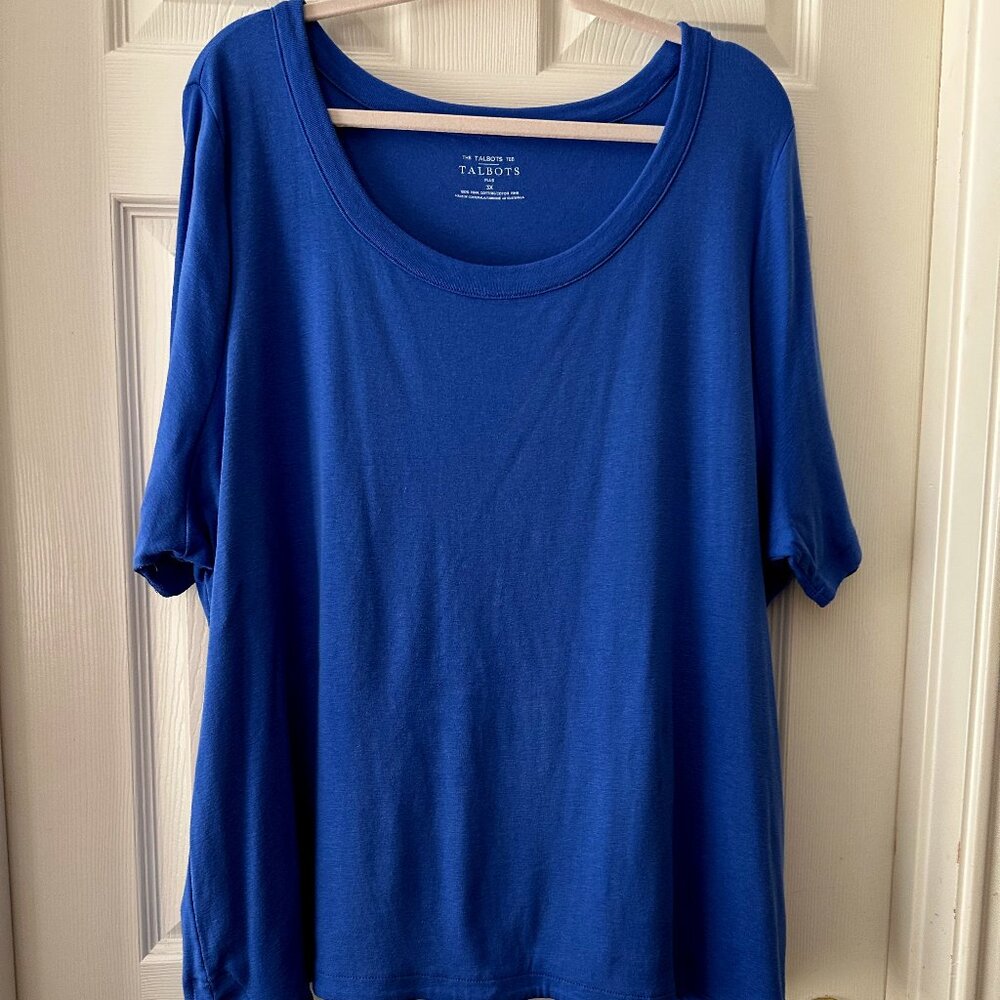 Talbots Cotton Tee Plus Size 3X Blue NWOT